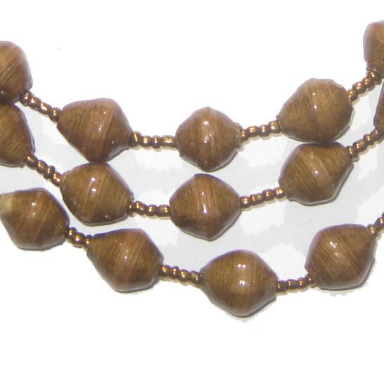 Recycled Paper Bead Necklace from Uganda - Fair Trade African Jewelry by The Bead Chest (Brown)