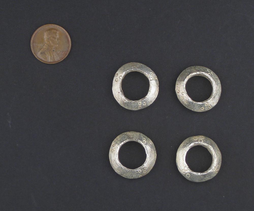 TheBeadChest Silver Ethiopian Wollo Rings (18mm) (Set of 4): Genuine Ethiopian Metal Ring Beads for DIY Jewelry