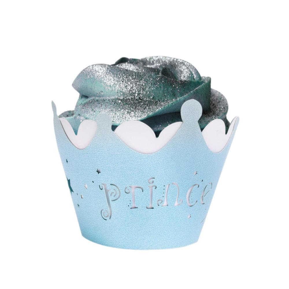 Baby Blue Little Prince Crown Cupcake Wrappers & Liners | 25 PC Set