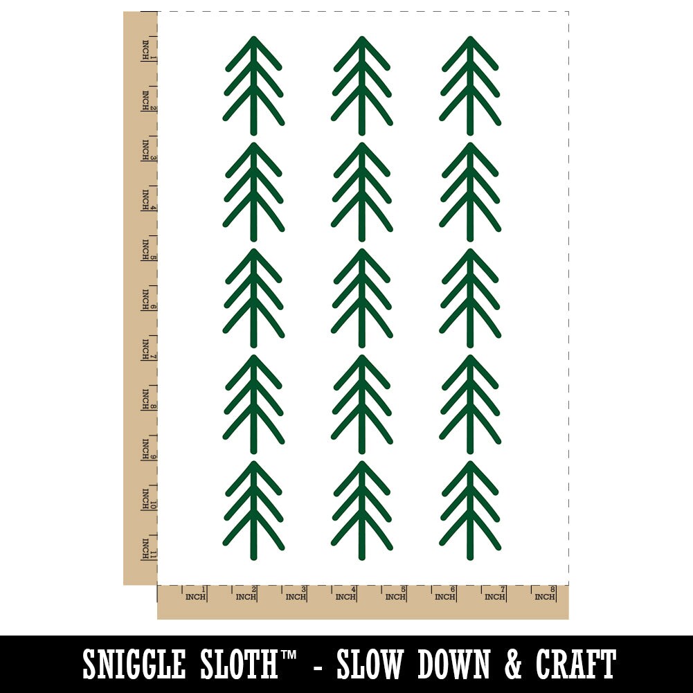 Simple Pine Tree Temporary Tattoo Water Resistant Fake Body Art Set Collection (1 Sheet)