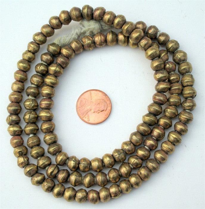 8mm Round Brass Beads - Full Strand of African Metal Spacer Beads - The Bead Chest
