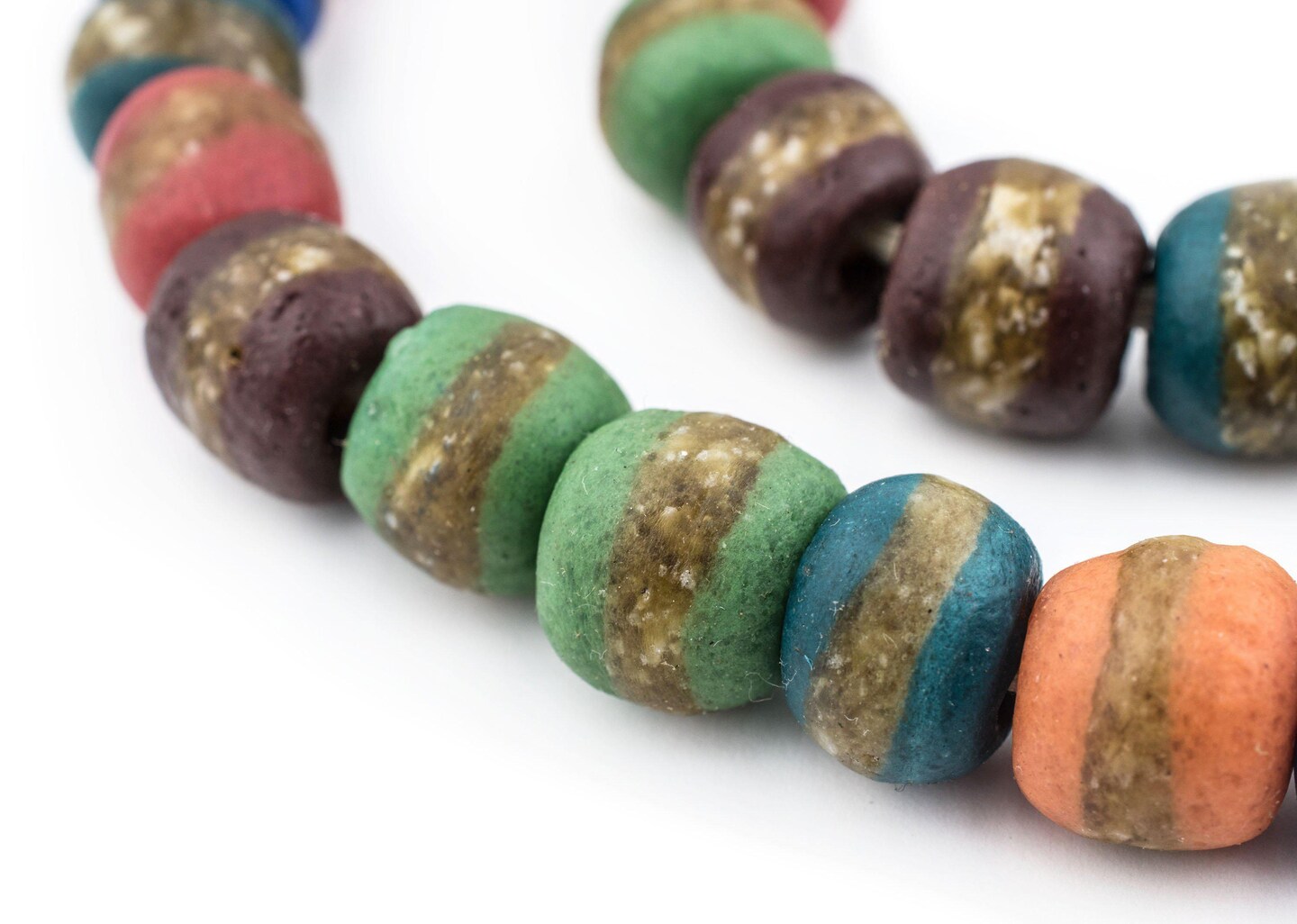 African Kente Beads - Full Strand of Krobo Glass Beads - The Bead Chest (Medley)