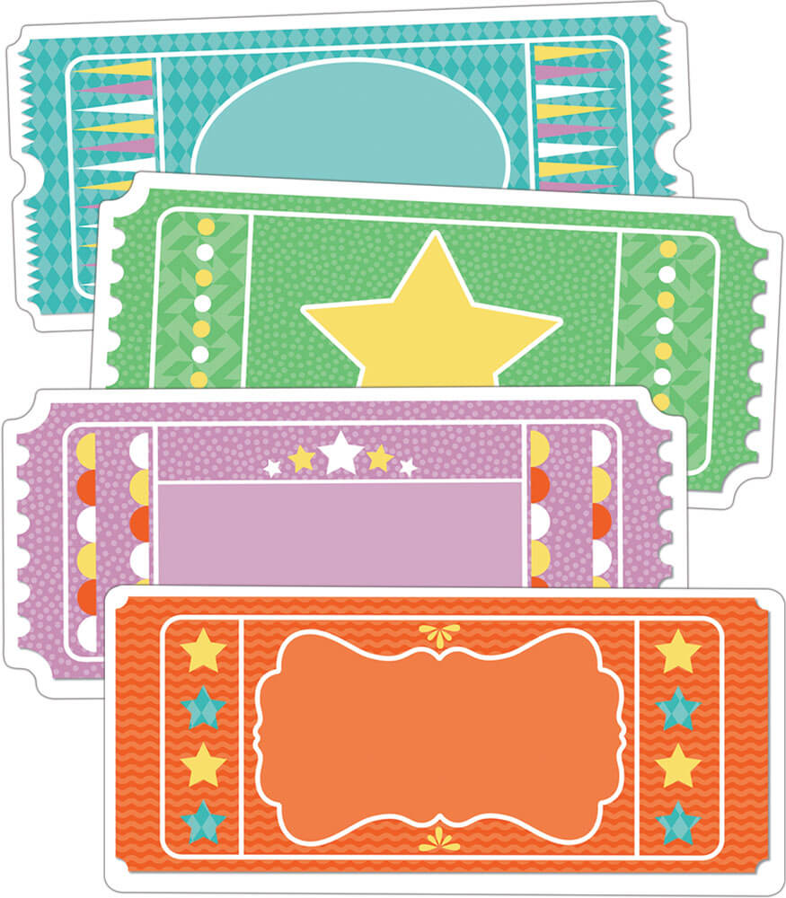Carson Dellosa &#x2013; Up &#x26; Away Tickets Colorful Cut-Outs, Classroom D&#xE9;cor, 51 Pieces