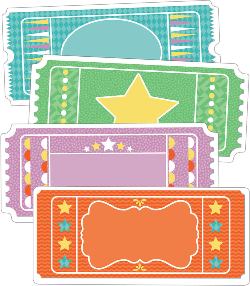 Carson Dellosa – Up & Away Tickets Colorful Cut-Outs, Classroom Décor, 51 Pieces