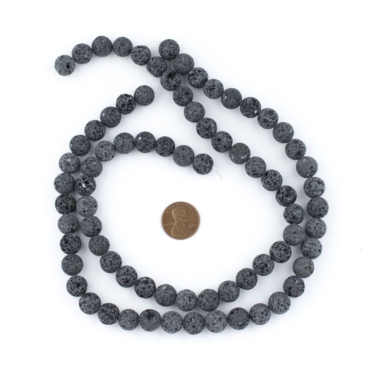 TheBeadChest Grey Volcanic Lava Beads (10mm): Organic Gemstone Round Spherical Energy Stone Healing Power Crystal for Jewelry Bracelet Mala Necklace Making