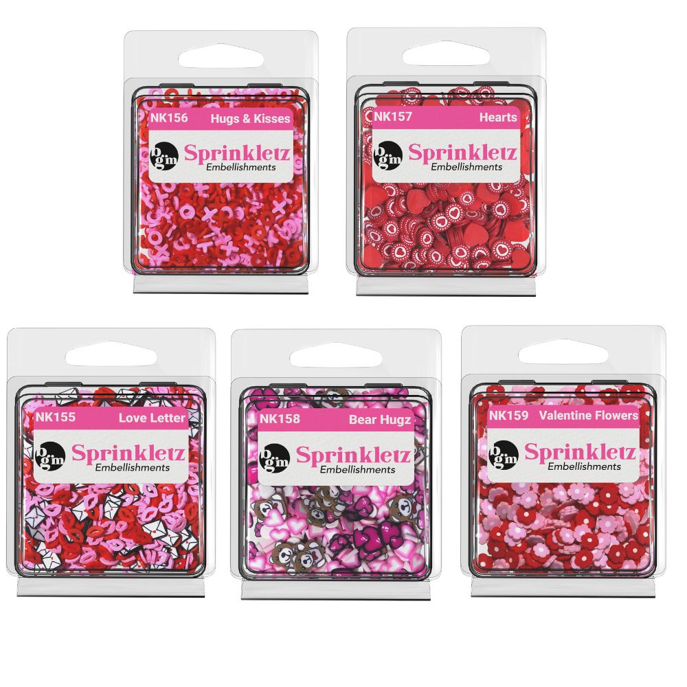 Buttons Galore and More Sprinkletz - Tiny 5mm Polymer Clay Embellishments - Valentine's Day Bundle 60 grams
