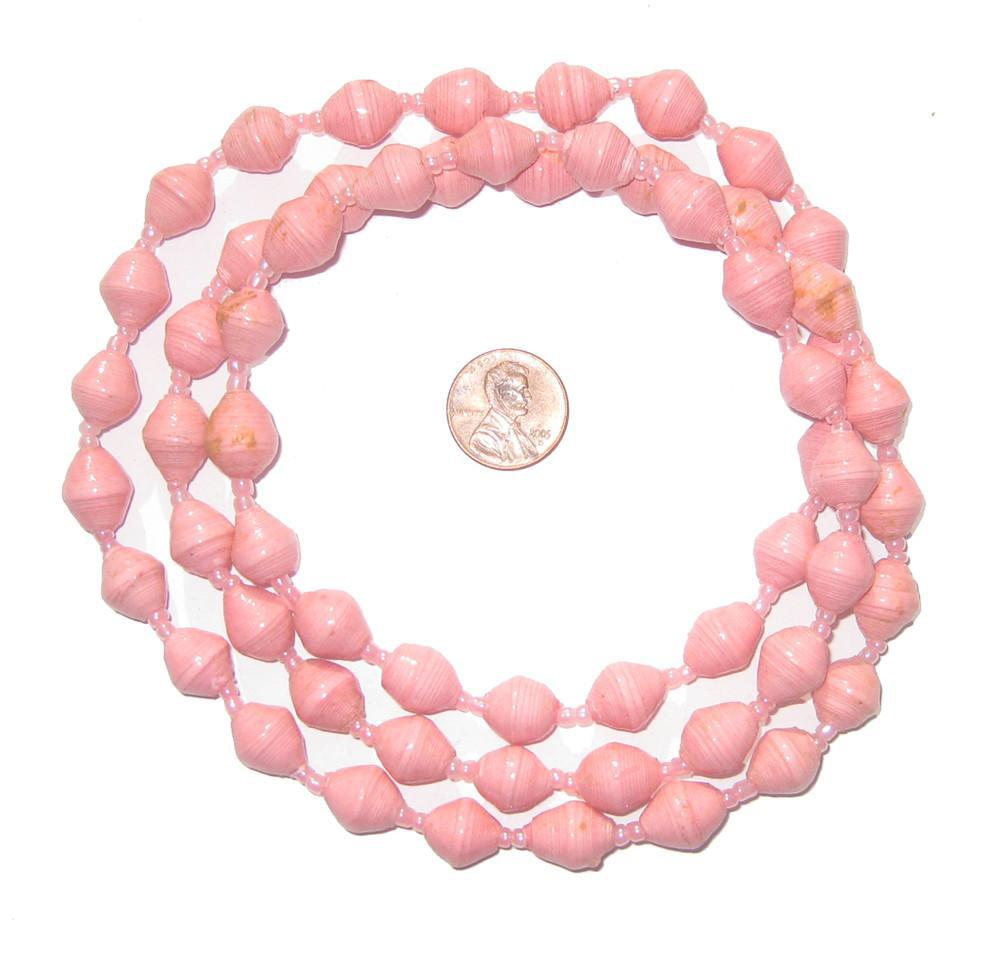Recycled Paper Bead Necklace from Uganda - Fair Trade African Jewelry by The Bead Chest (Pink)
