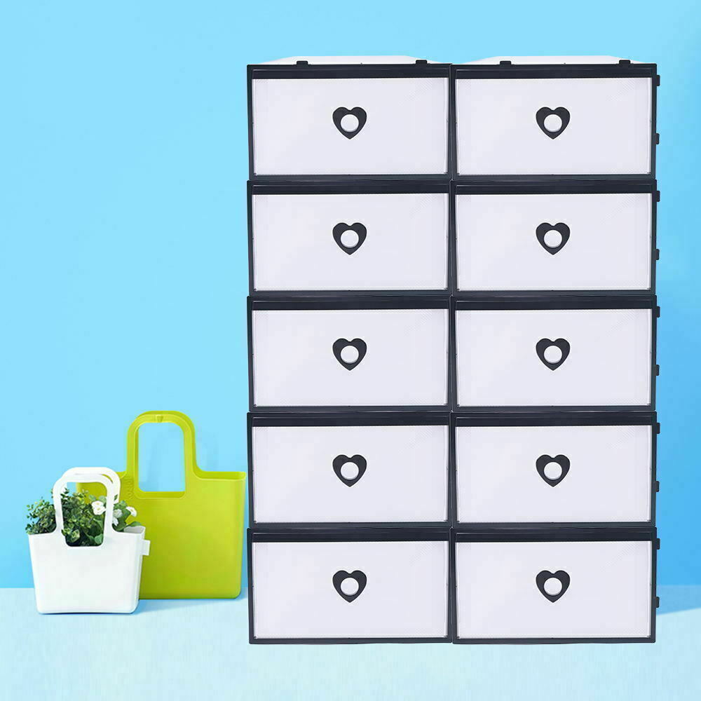 Kitcheniva 10Pcs Clear Plastic Stackable Drawer Shoe Box Storage