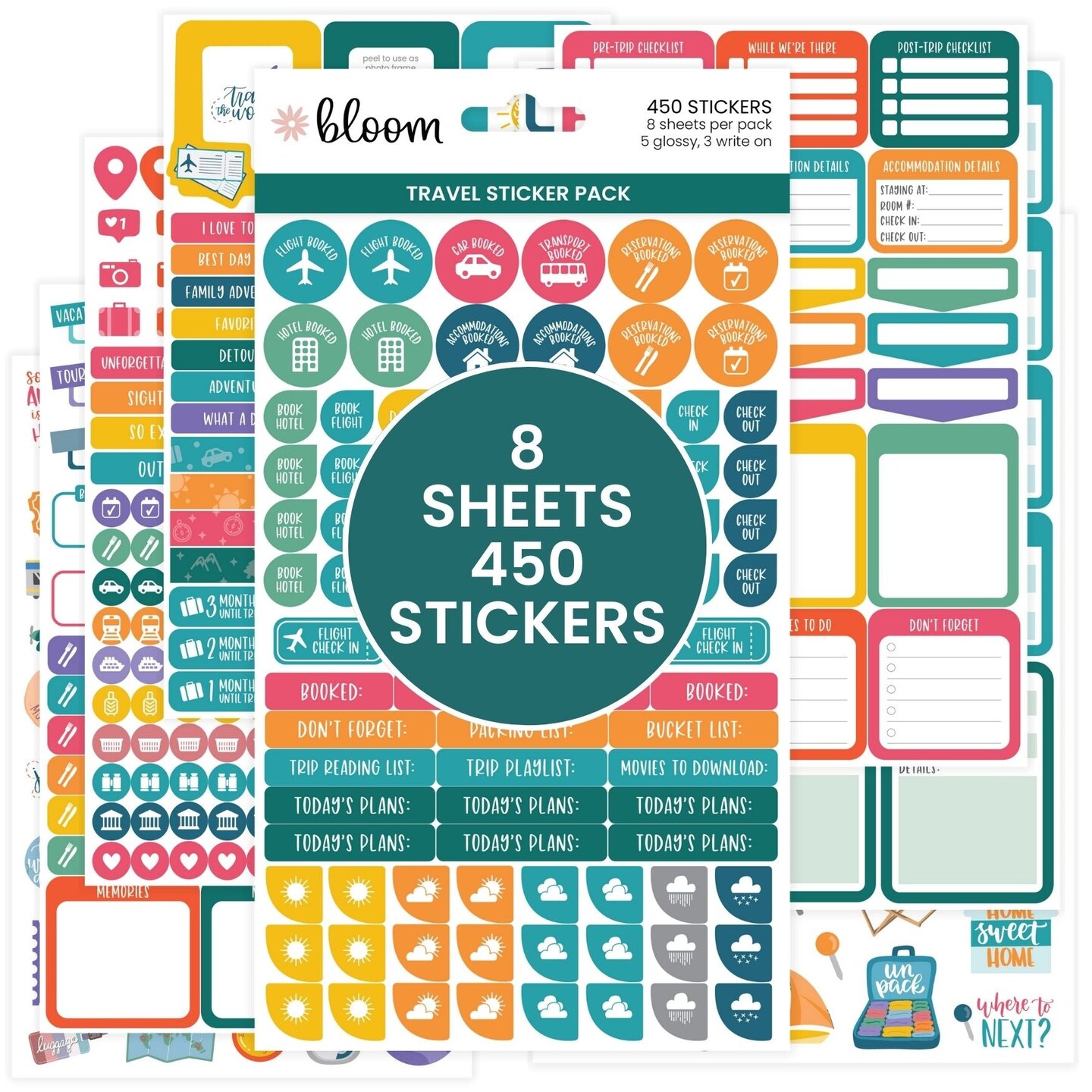 bloom daily planners Sticker Sheets, Travel Pack