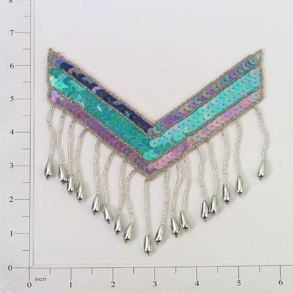 6&#x22; X 5&#x22; Western Chevron Fringe Sequin Applique/Patch
