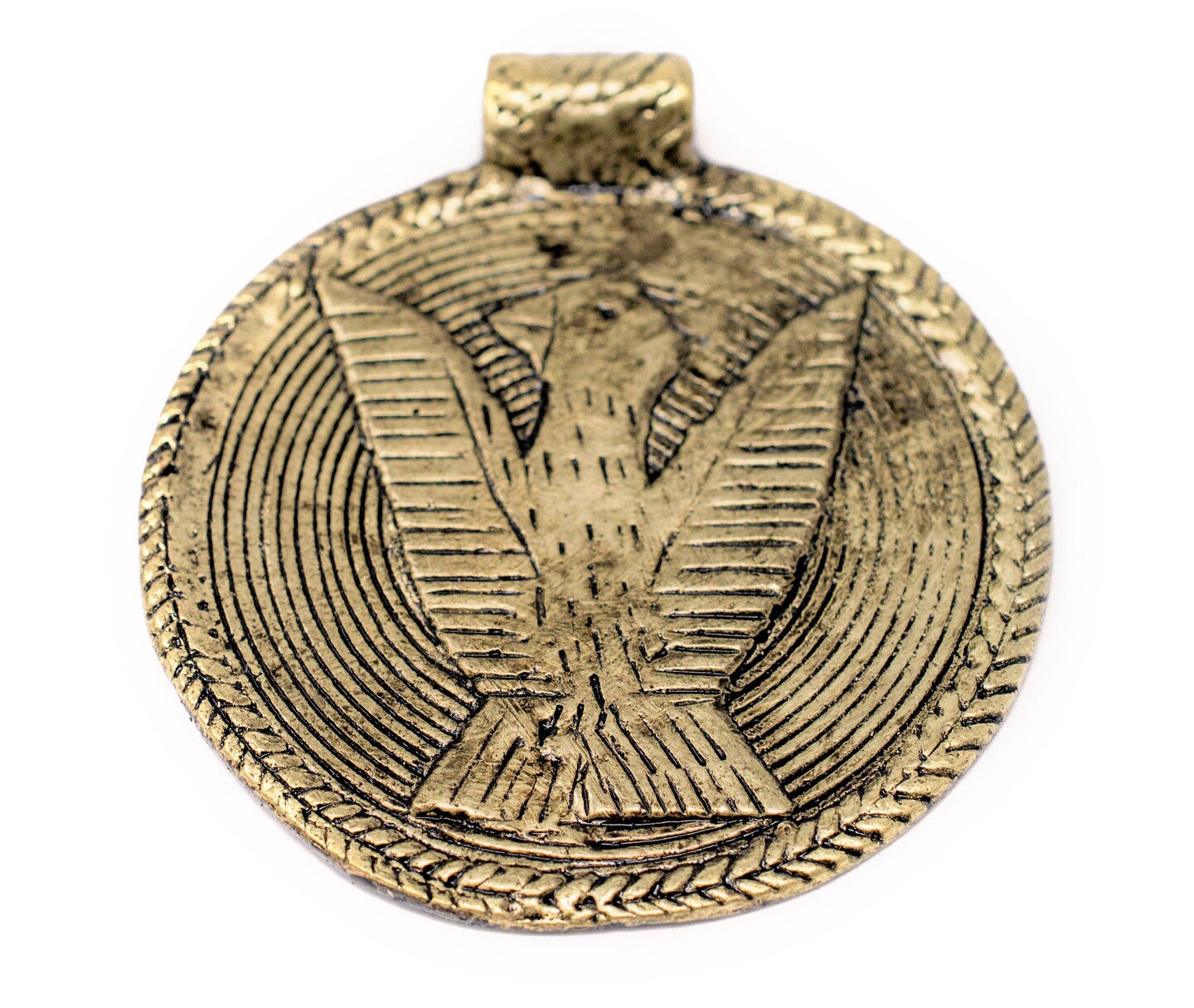 TheBeadChest Brass Bird Baule Bead Pendant (58x52mm): African Tribal Metal Pendant for DIY Jewelry and Necklace