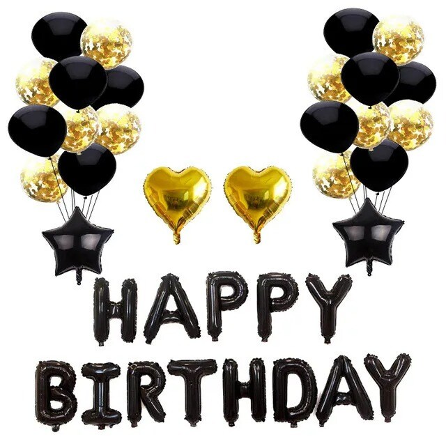 Hot Happy Birthday Decoration Multiple Color Banner Balloons Set Party Supplies