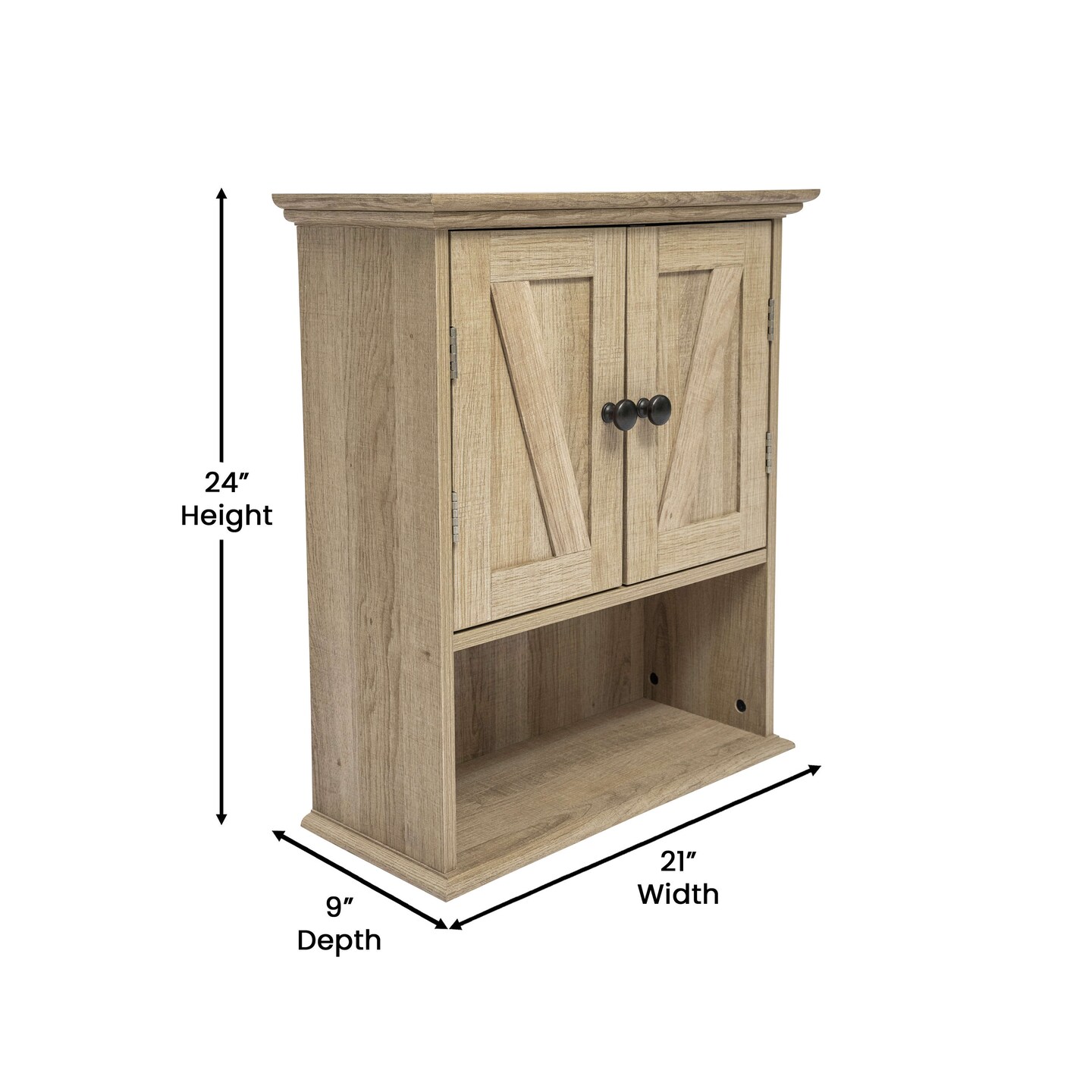 Merrick Lane Delilah Wall Mounted Bathroom Medicine Cabinet with Adjustable Cabinet Shelf, Lower Open Shelf, and Magnetic Closure Doors