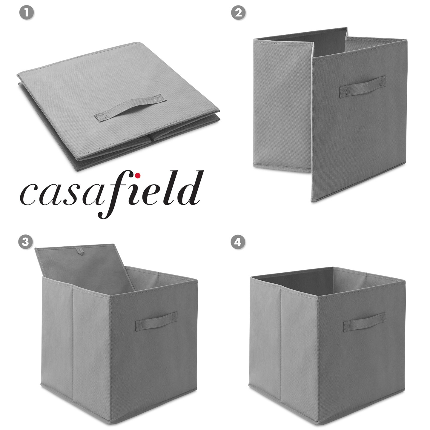 Casafield Set of 12 Collapsible Fabric Cube Storage Bins - Foldable Cloth Baskets for Shelves, Cubby Organizers & More
