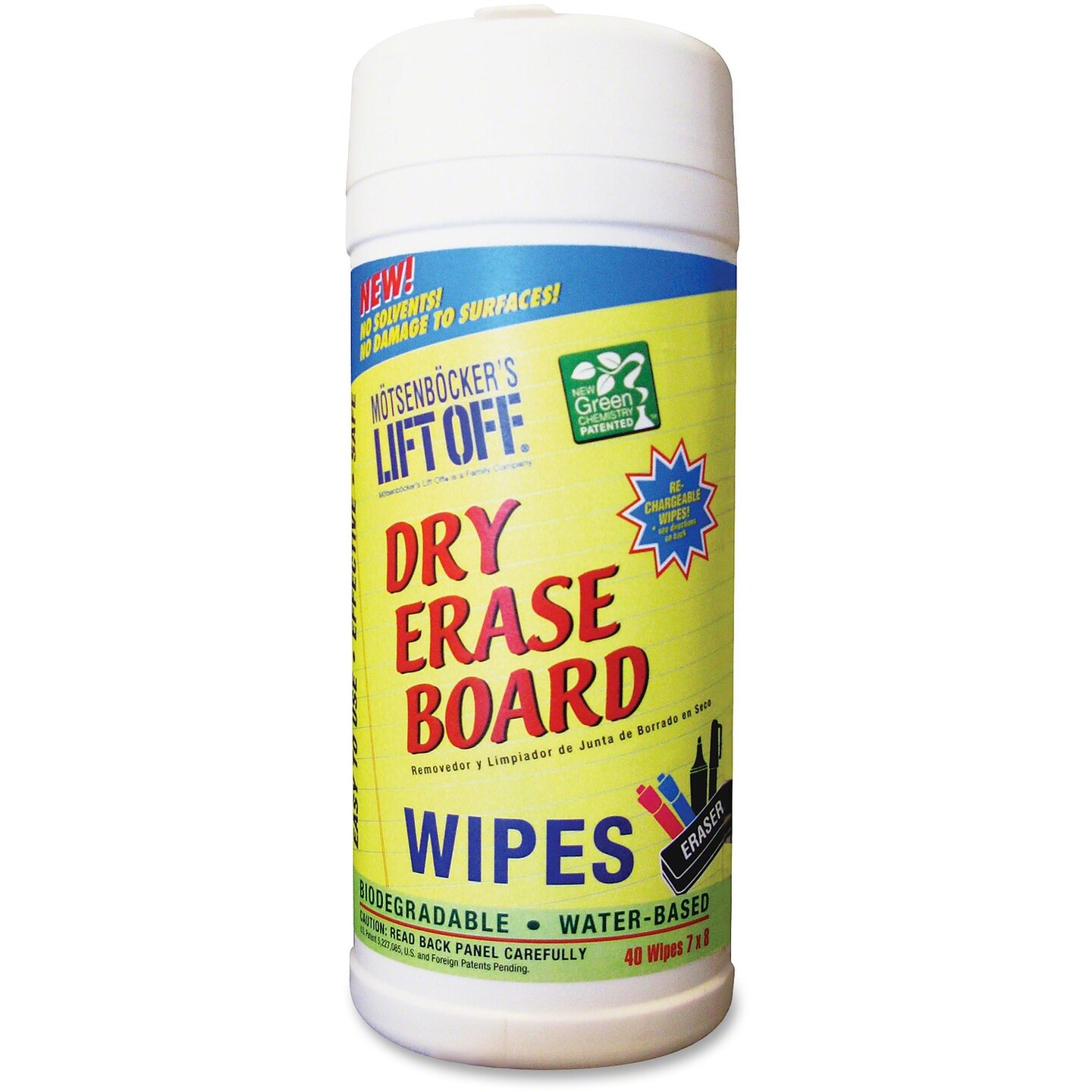 Motsenbocker&#x27;s Lift-Off Dry Erase Board Cleaner Wipes, 7&#x22;x12&#x22;, White