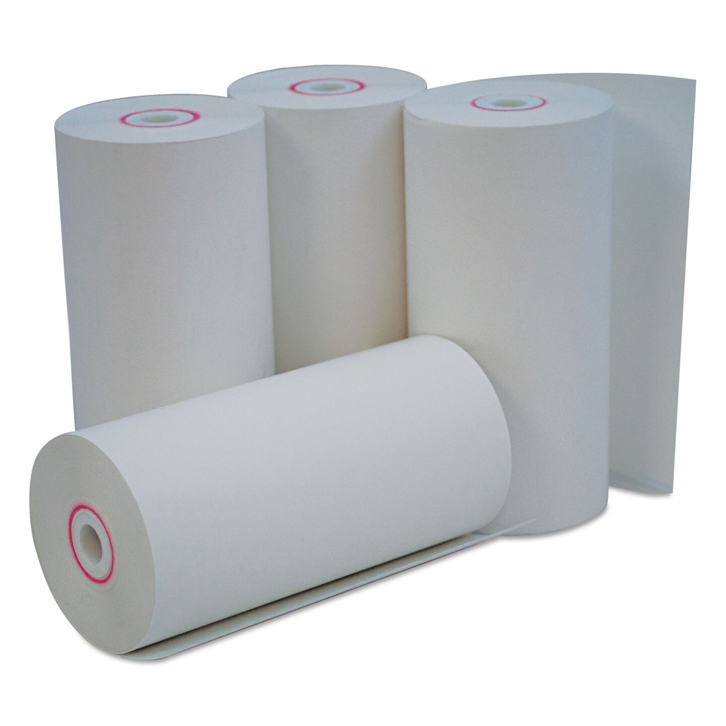 Universal Direct Thermal Print Paper Rolls, 0.38&#x22; Core, 4.38&#x22; x 127 ft, White, 50/Carton