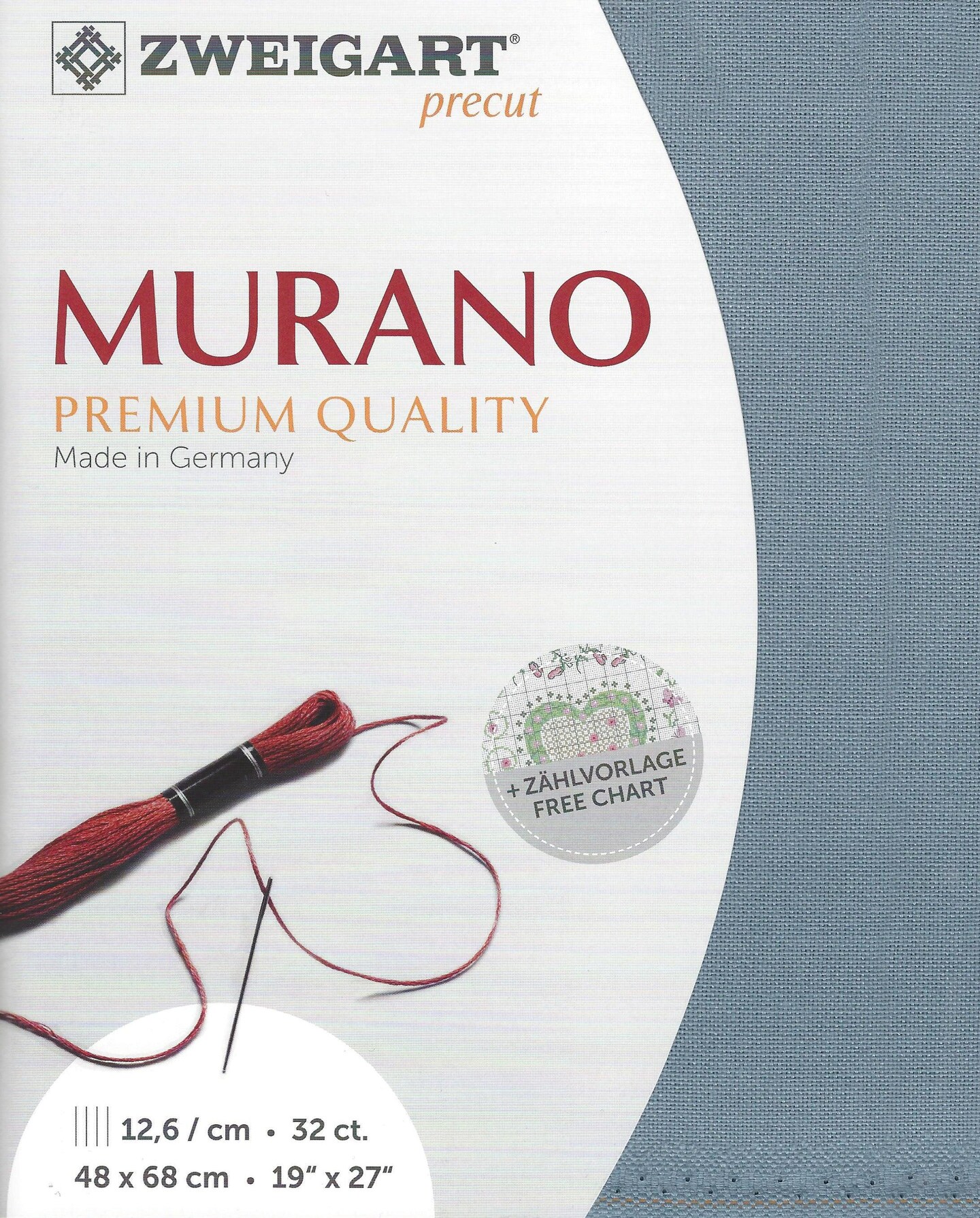 Precut Zweigart Murano 32 count Blue Cloud