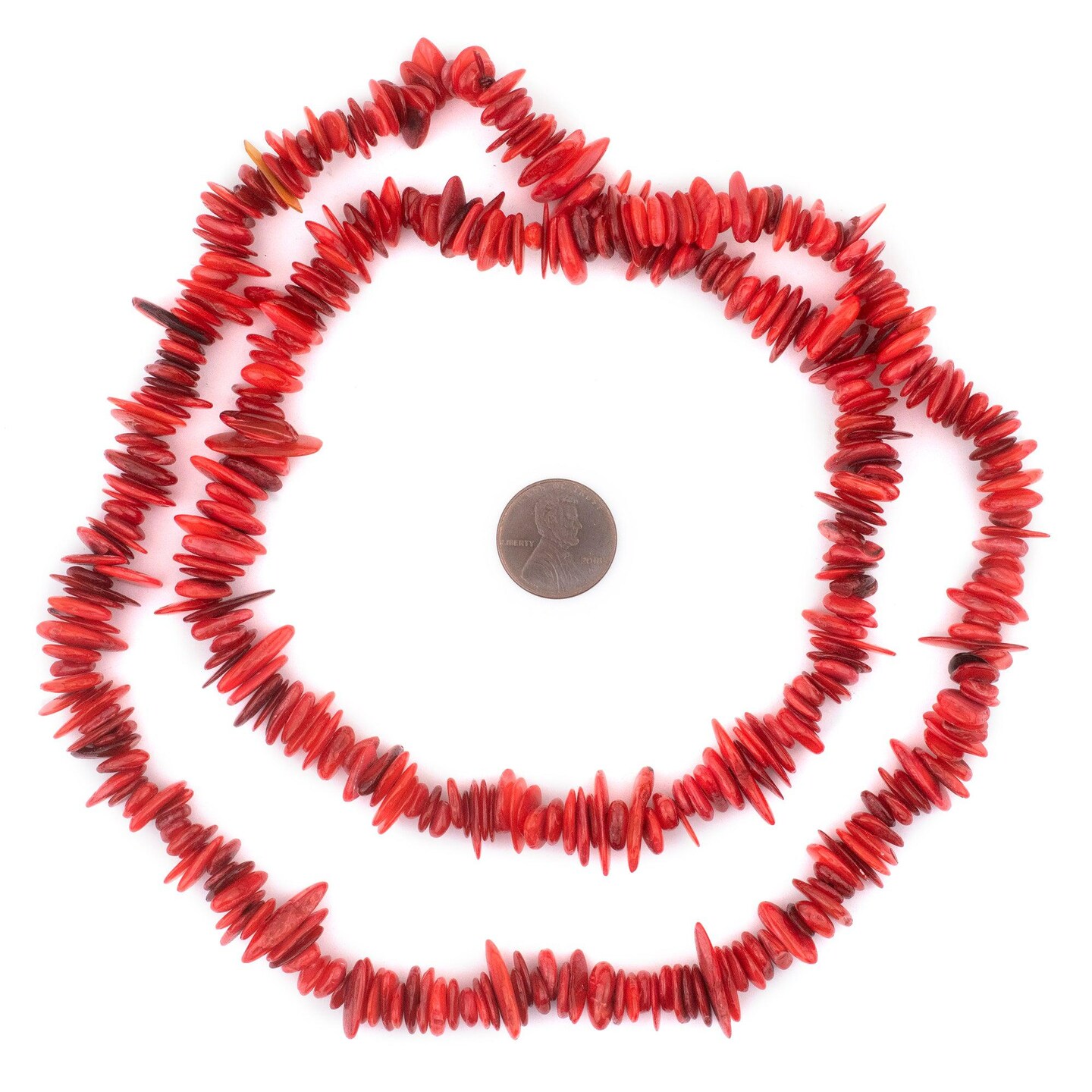 TheBeadChest Red Chip Shell Beads 12mm Chips 30 Inch Strand