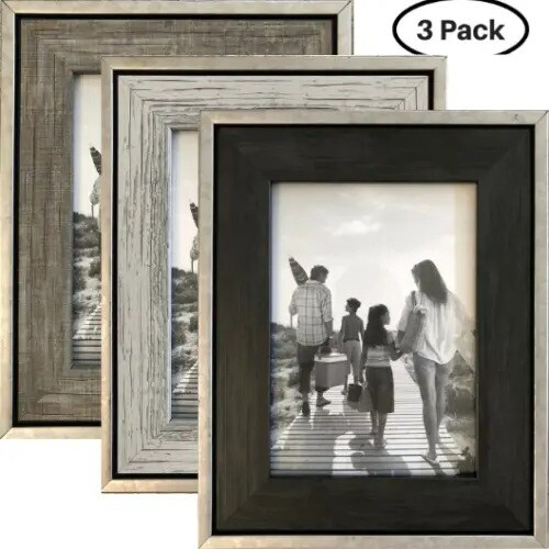 Rustic Picture Frames (3-Pack) - Distressed Industrial Frames 4x6 5x7 ...