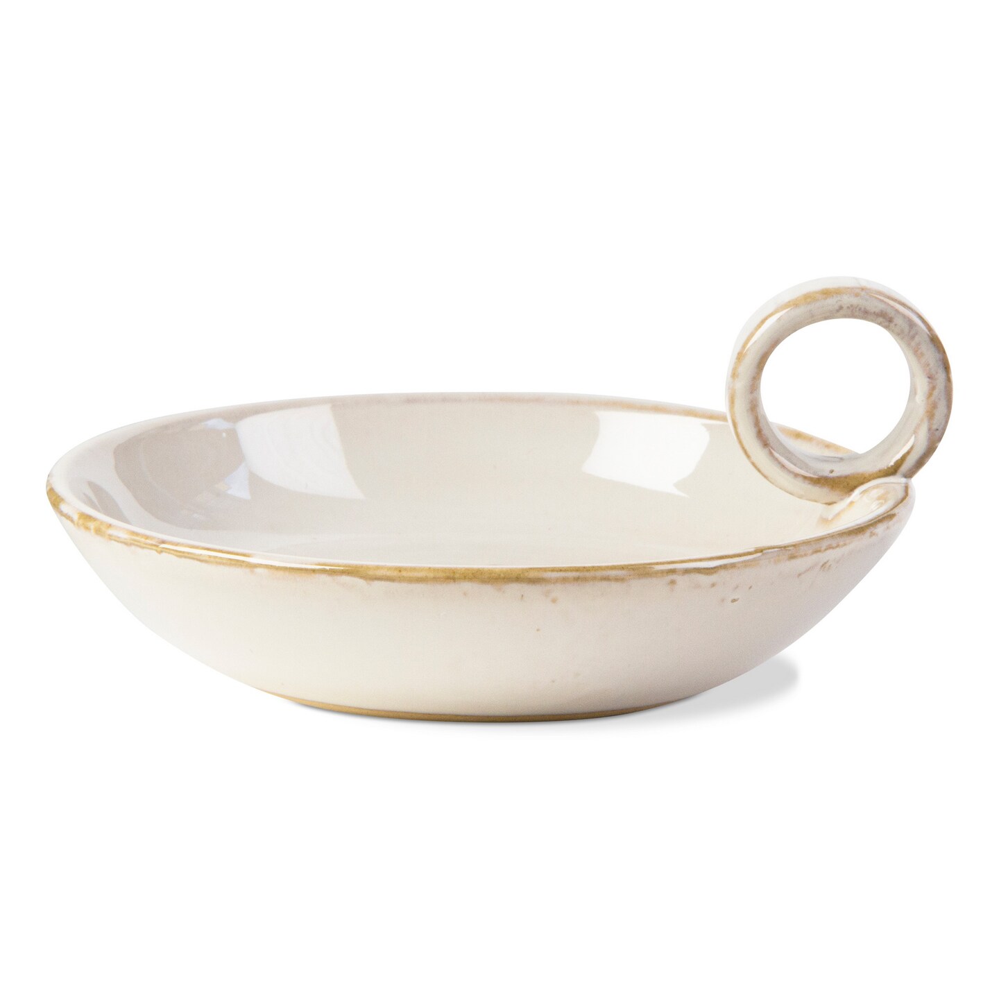 Ivory Plate Ceramic Pillar Candle Holder, 5.91L x 5.12W x 2.48H inches