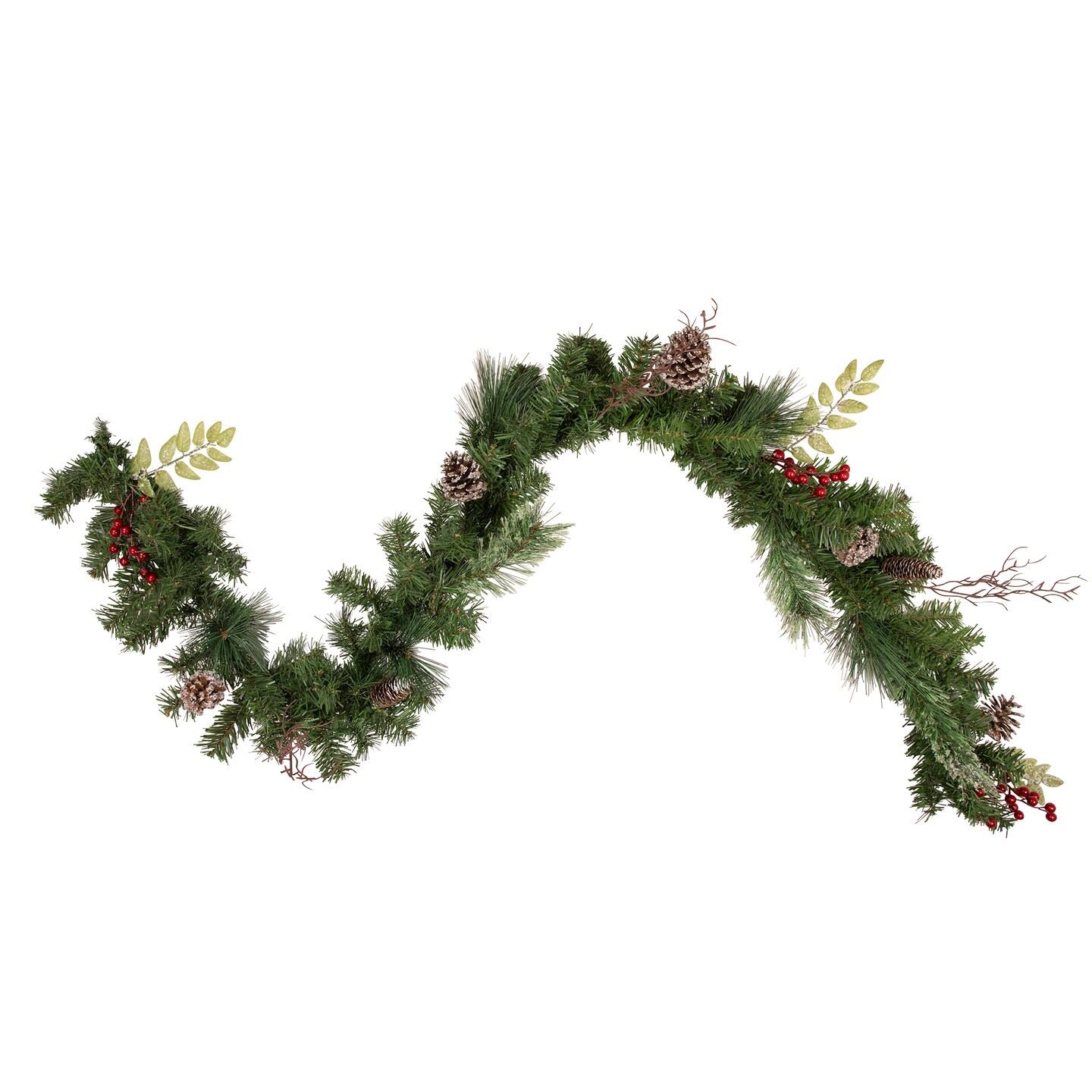 Northlight Frosted Pine Cone and Berry Artificial Christmas Garland - 6&#x27; - Unlit