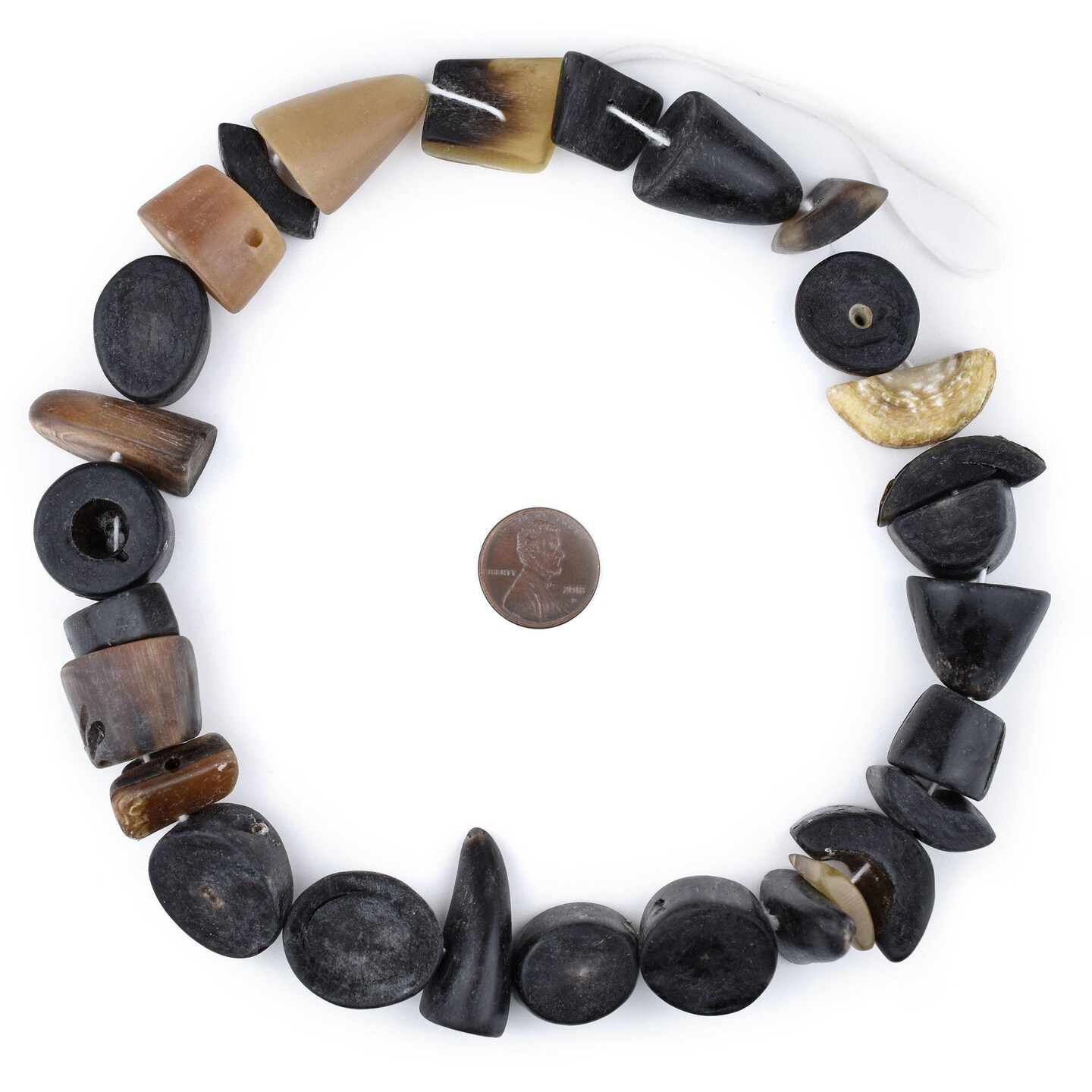 TheBeadChest Natural Horn Chunk Beads 21mm Indonesia Black and White Unusual 21 Inch Strand