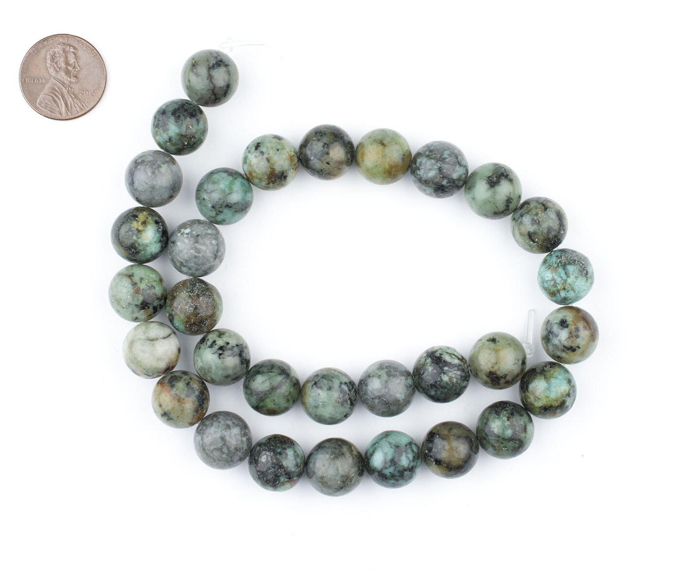 12mm African Turquoise Beads - Full Strand of Genuine Authentic Gemstone Beads - The Bead Chest (Polished)