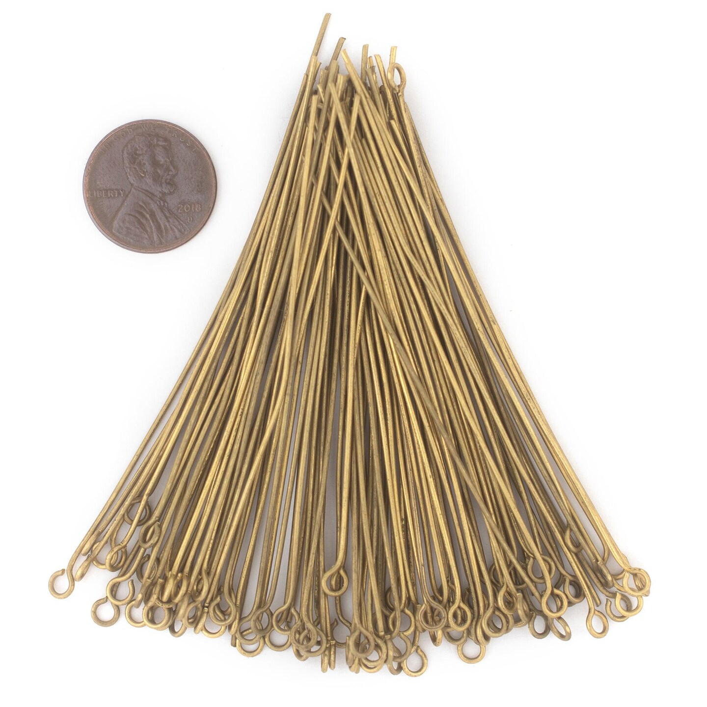 TheBeadChest Brass 21 Gauge 3 Inch Eye Pins (Approx 100 pieces)