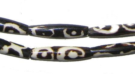 Batik Bone Beads - Full Strand of Fair Trade African Beads - The Bead Chest (Tube, Eye Design)