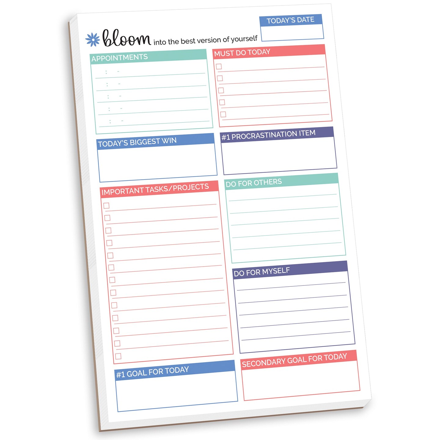 bloom daily planners Planning Pad, 6&#x22; x 9&#x22;, Double Sided Planning Pad, Teal