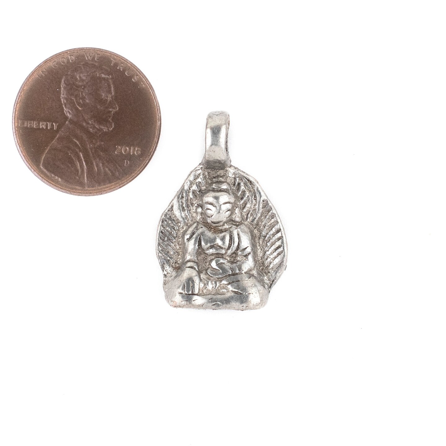 TheBeadChest Silver Buddha Pendant (16x25mm)