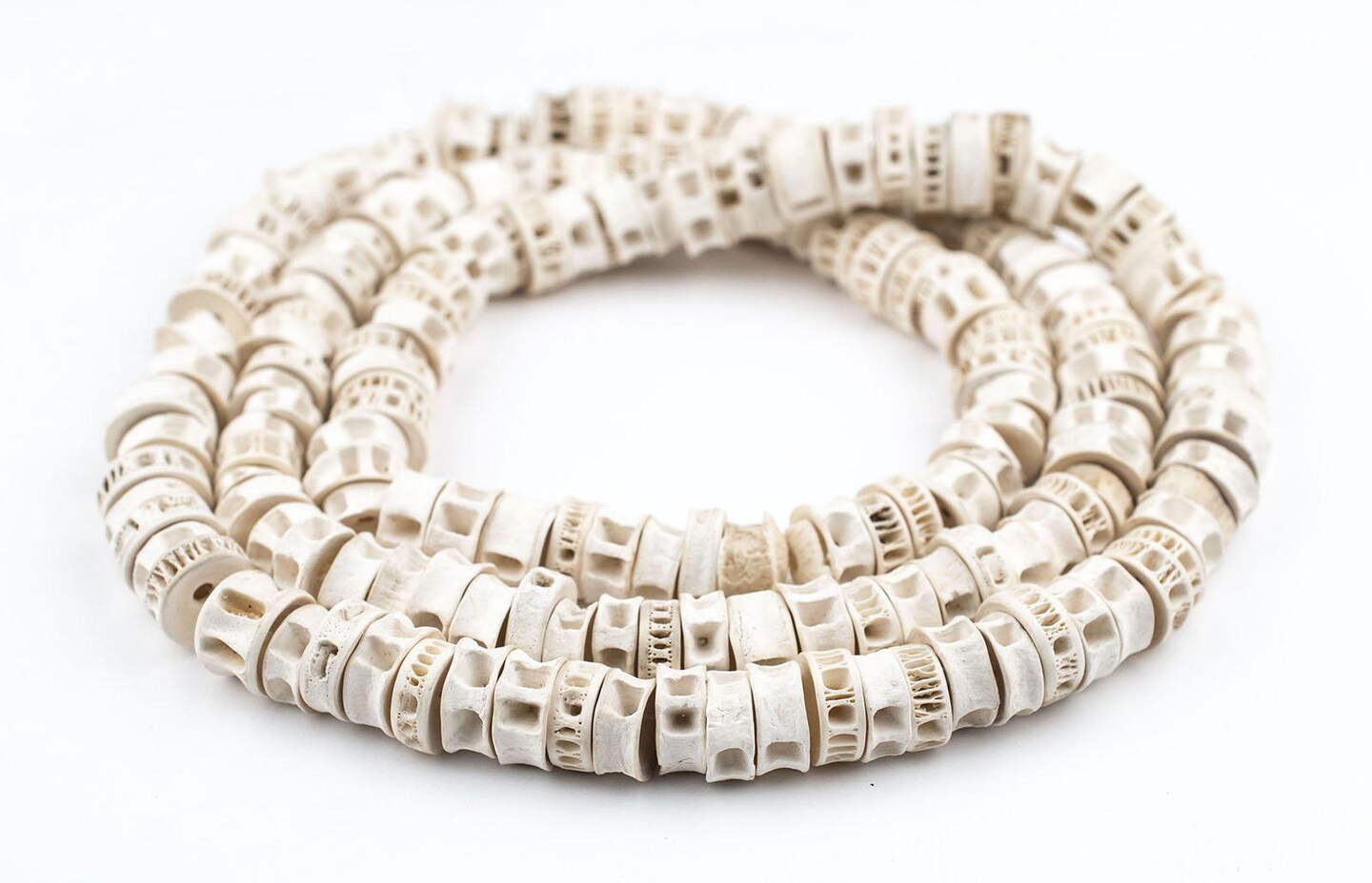Fish Vertebrae Beads - Full Strand of Recycled African Bone Beads - The Bead Chest (12-16mm)