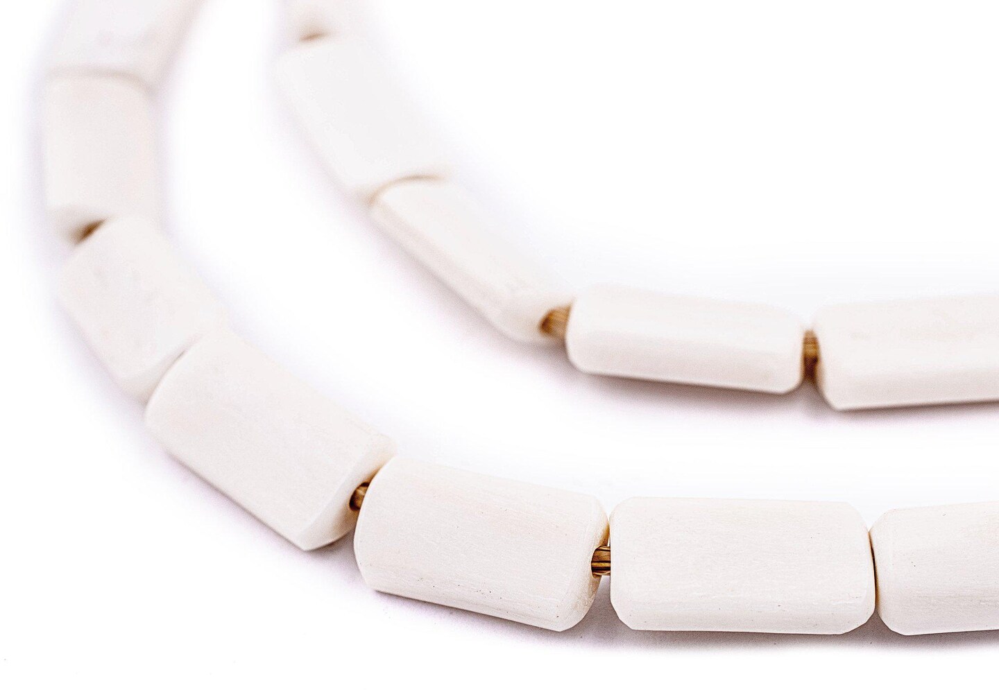 TheBeadChest White Kenya Bone Beads (Rectangular)