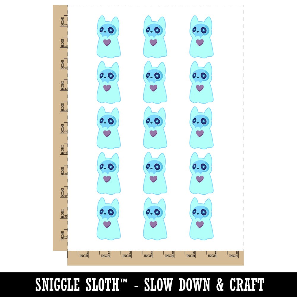 Spooky Ghost Cat Skull Heart Temporary Tattoo Water Resistant Fake Body Art Set Collection (1 Sheet)