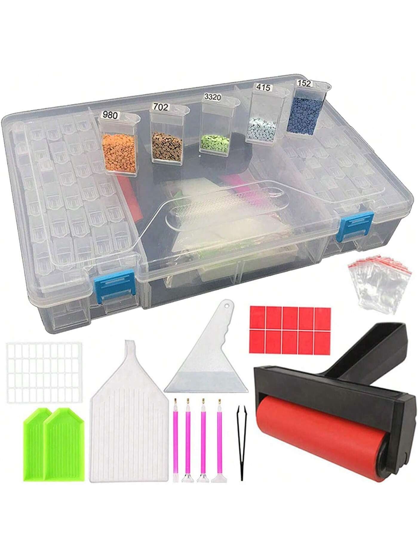 ARTDOT Portable Diamond Art Storage Containers - 64 Grid Organizer