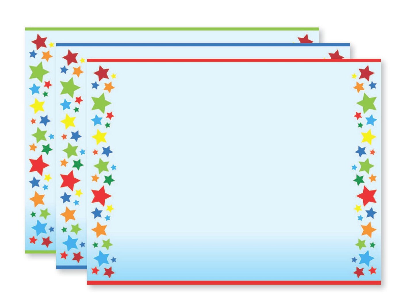 Great Papers! Certificate Assortment, Rainbow Stars Red, Blue or Green Border, 8.5" x 11", Printer Compatible, 60 count