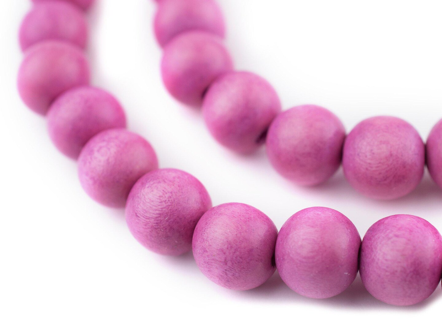 TheBeadChest 12mm Natural Round Wood Beads, Wooden Beads Loose Wood Spacer Beads for DIY Jewelry Making, 4 Sizes (8mm, 10mm, 12mm, 20mm) - Magenta