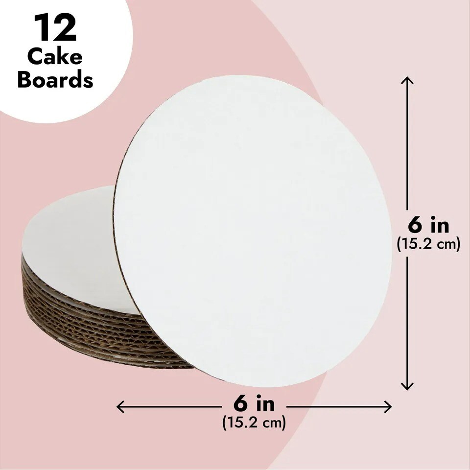 12 Pk Round 6 Inch Disposable White Cardboard Circles for Desserts