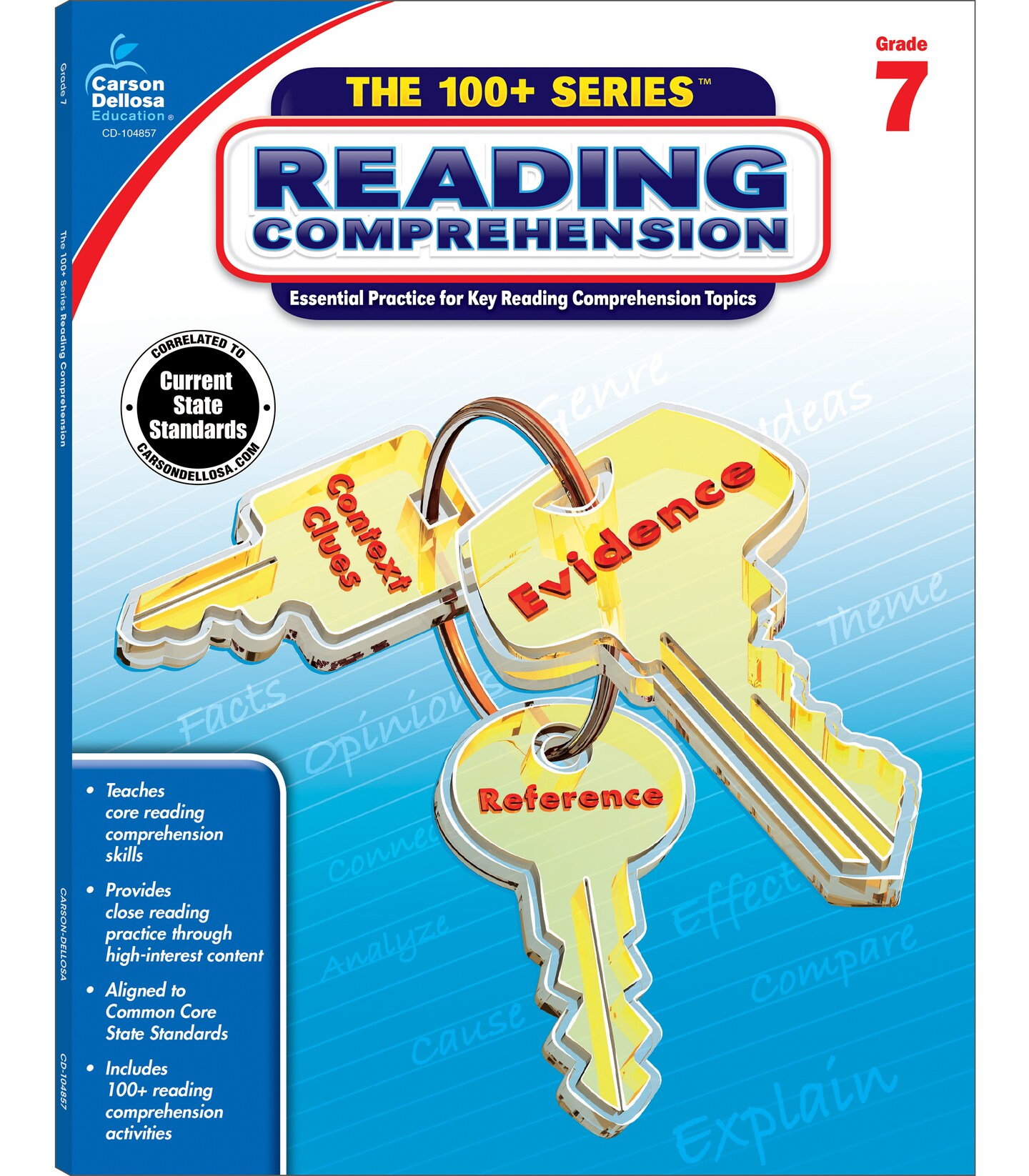 Carson Dellosa The 100+ Series: Reading Comprehension Grade 7 Workbook, Main Idea &#x26; Details, Vocabulary, Critical Thinking Skills, Story Elements, Poetry &#x26; More, 7th Grade Reading Comprehension