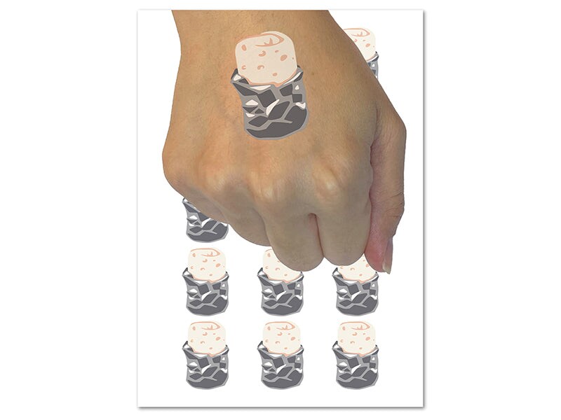 Burrito Wrapped in Foil Mexican Food Temporary Tattoo Water Resistant Fake Body Art Set Collection (1 Sheet)