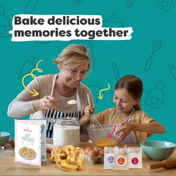Baketivity Pretzel Making Kit - Real Cooking Set for Kids Ages with Recipe and Ingredients - Kids Baking Set for Girls & Boys - Great Gift for Family Bonding