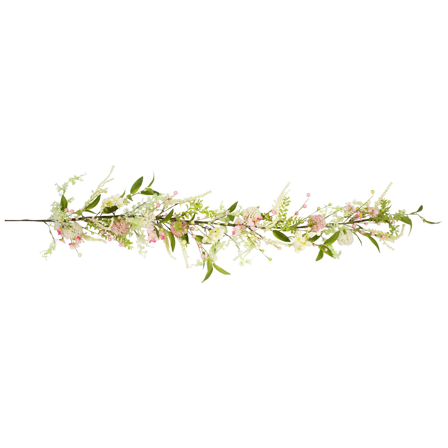 Northlight Hydrangea and Berry Floral Spring Garland - 5&#x27; - Pink and White