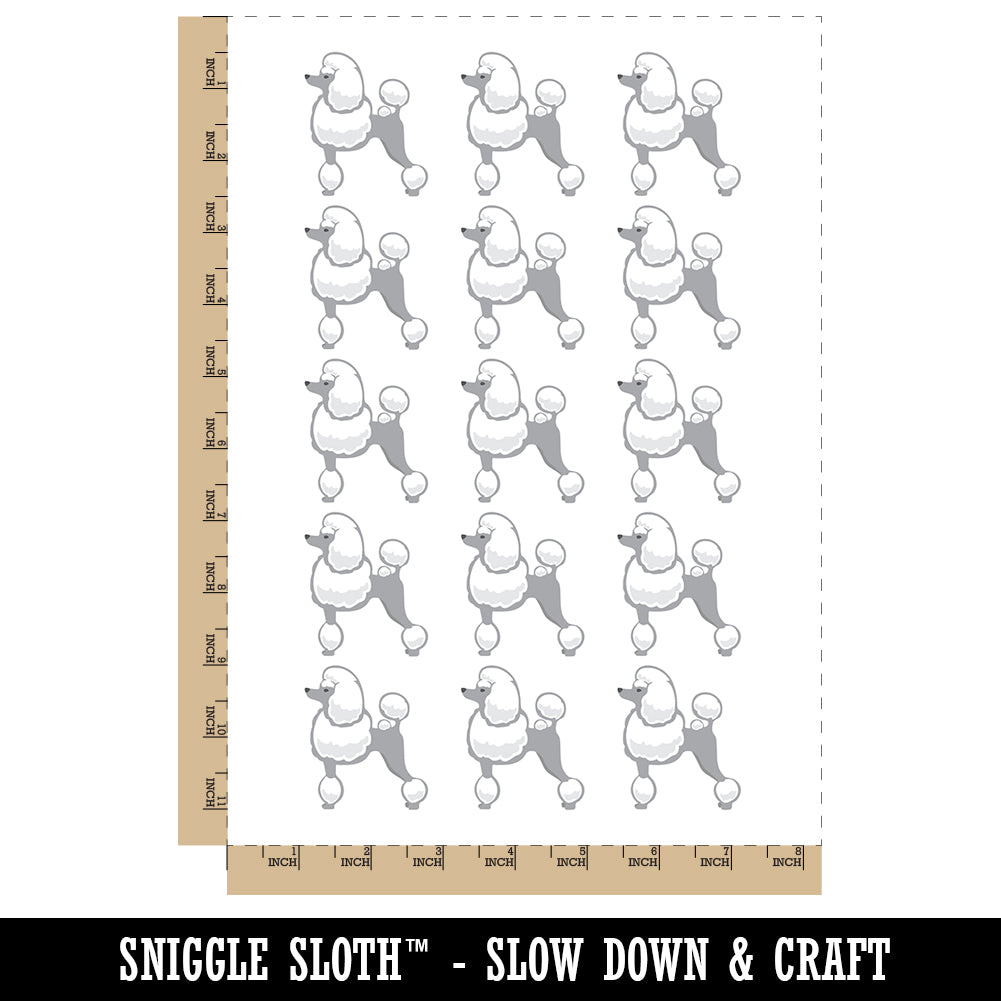 Standard Poodle Dog Solid Temporary Tattoo Water Resistant Fake Body Art Set Collection (1 Sheet)