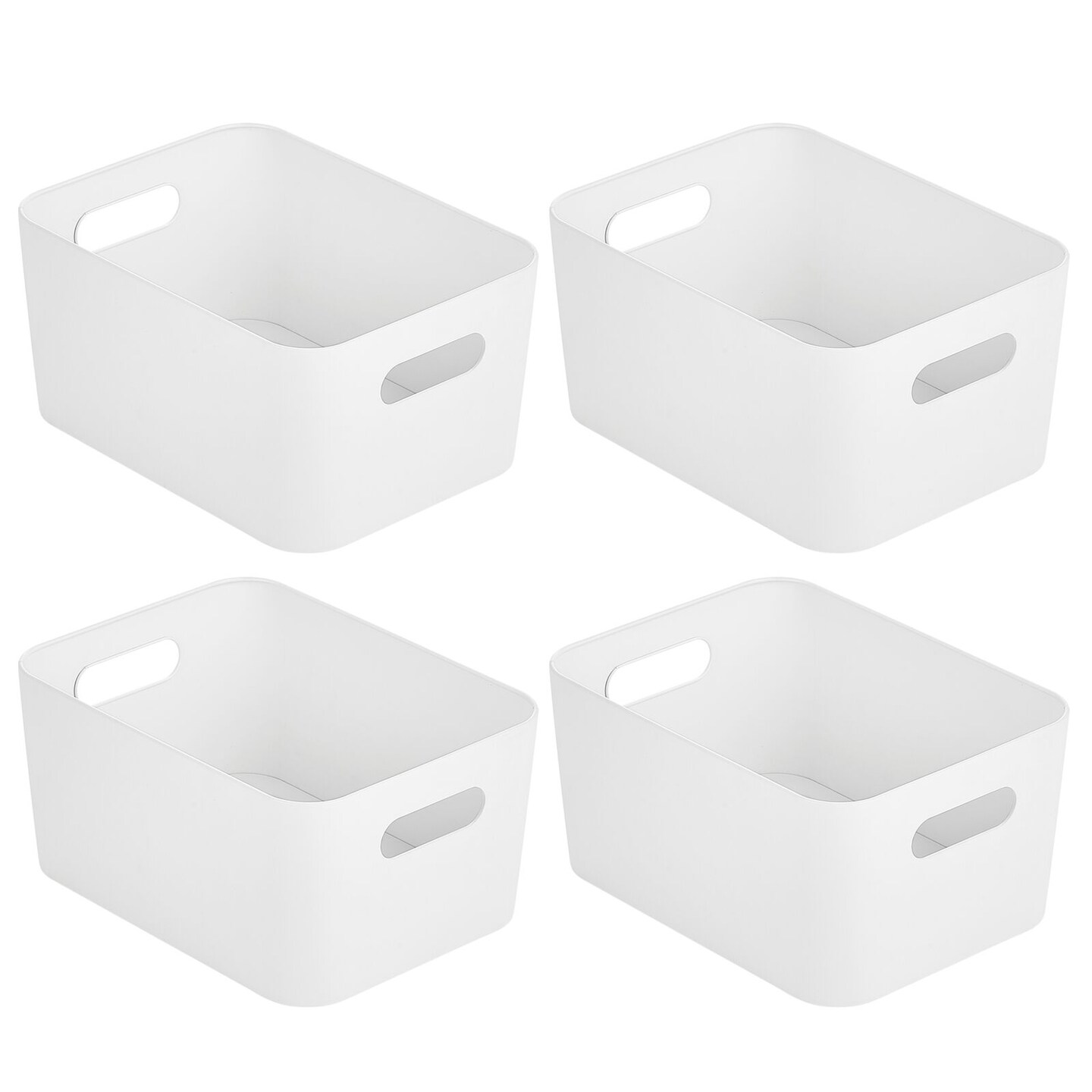 mDesign Small Metal Kitchen Storage Container Bin Basket with Handles