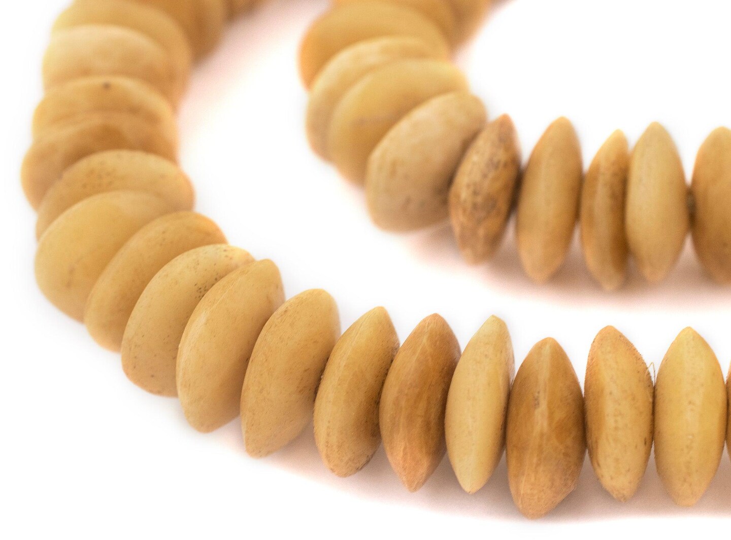 Light Brown Bone Beads - Full Strand of Fair Trade African Beads - The Bead Chest (Saucer, Light Brown)