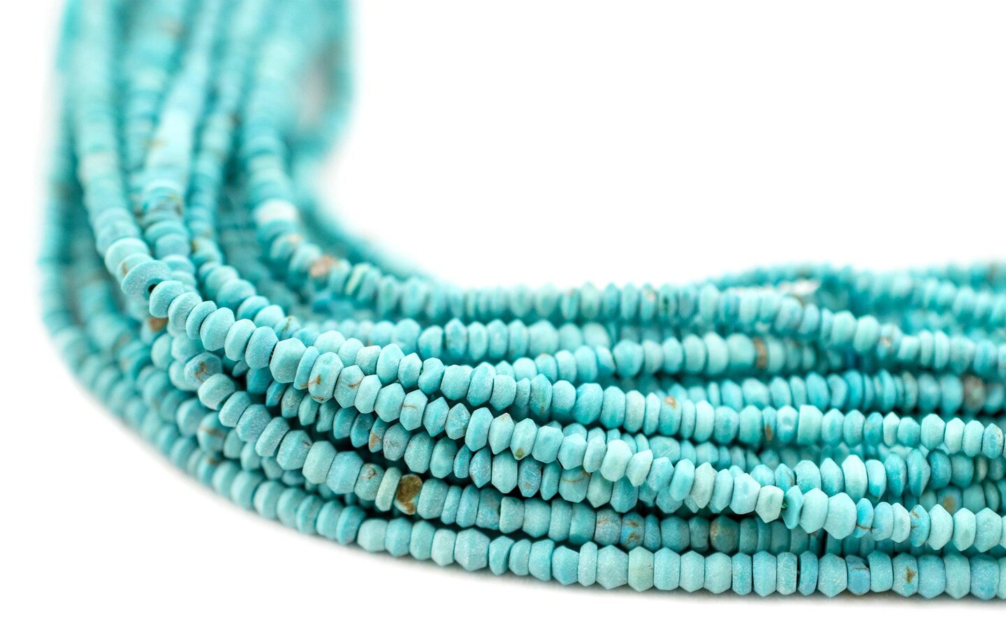 TheBeadChest Tiny Blue Turquoise Stone Saucer Heishi Beads 2mm Afghanistan Gemstone 15 Inch Strand