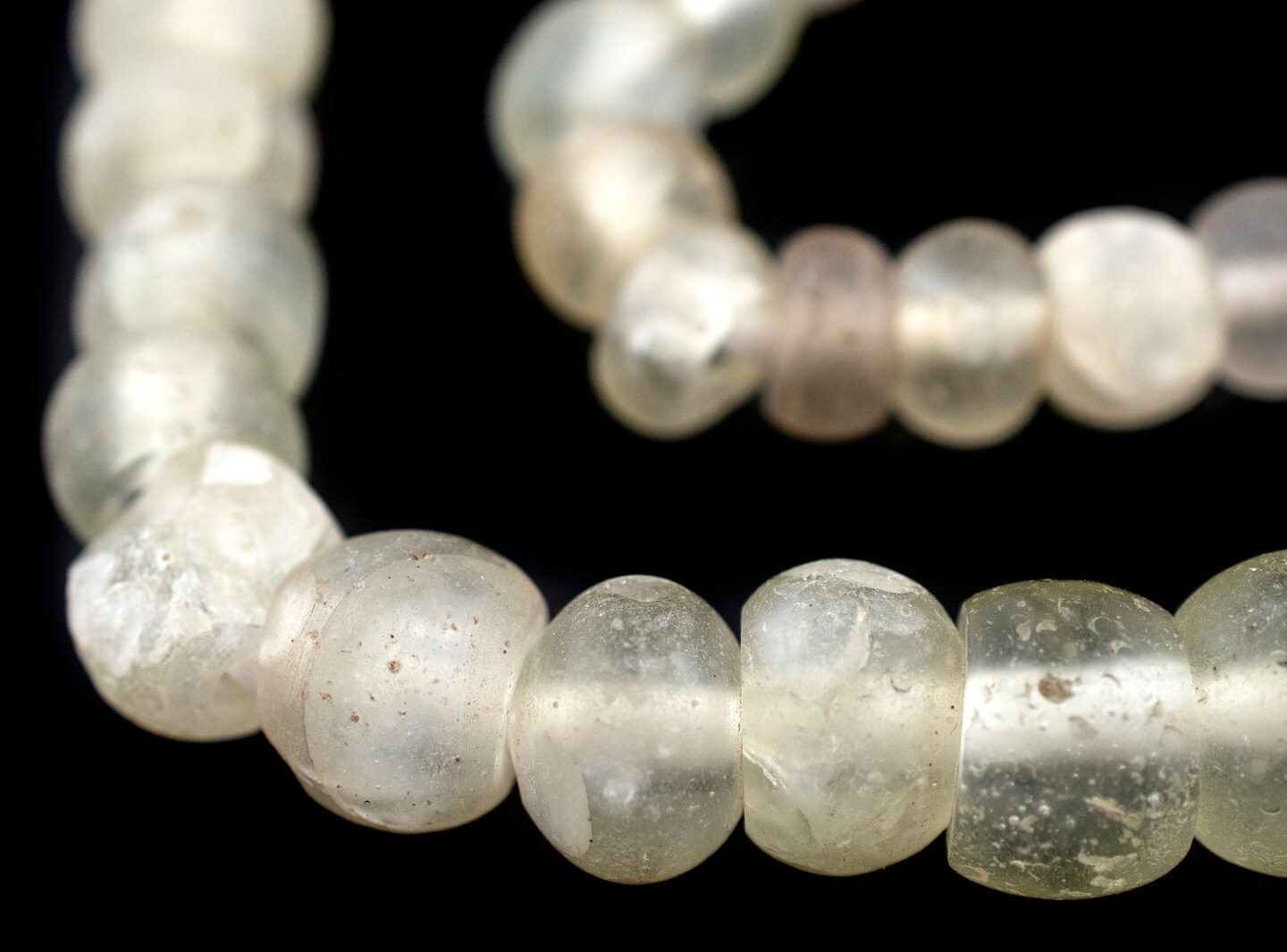TheBeadChest Antique Transparent Dutch Dogon Trade Beads 14mm Nigeria African Clear Round Glass Large Hole 28 Inch Strand Handmade