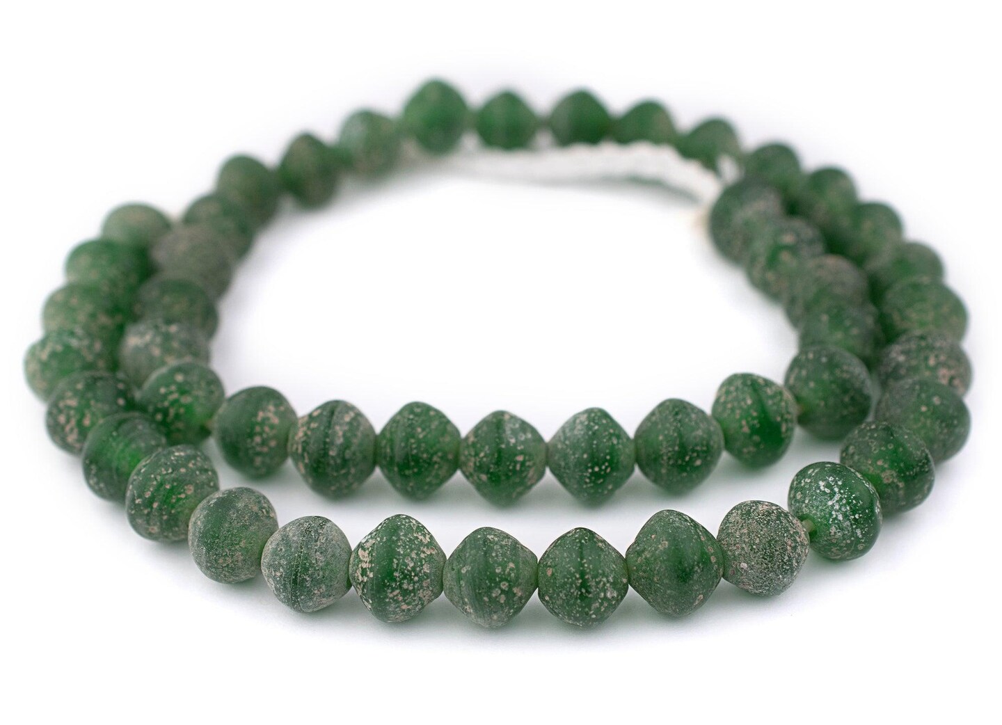TheBeadChest Green Ancient Style Bicone Java Glass Beads (15mm)