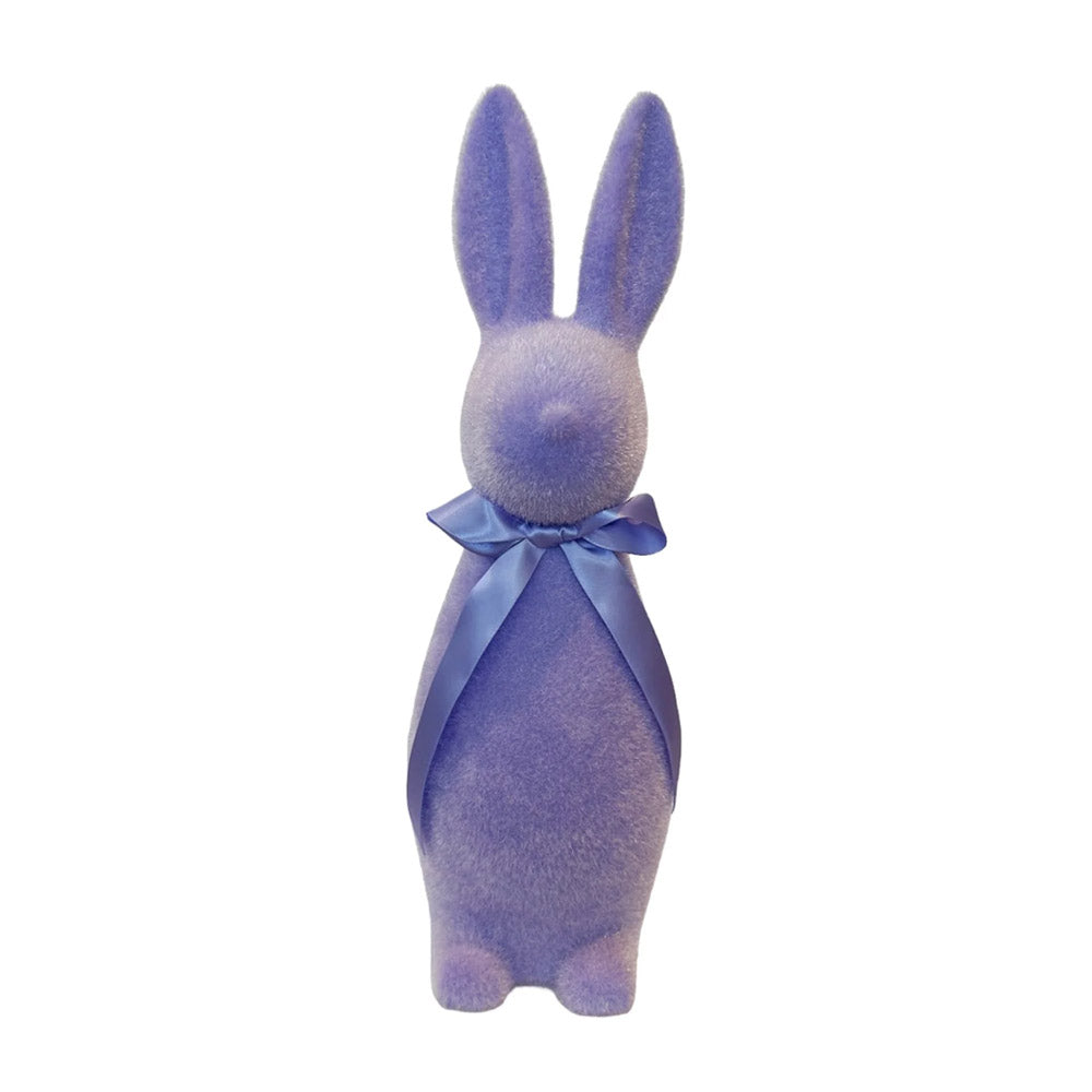 Flocked Button Nose Bunny Medium 16&#x22; Purple