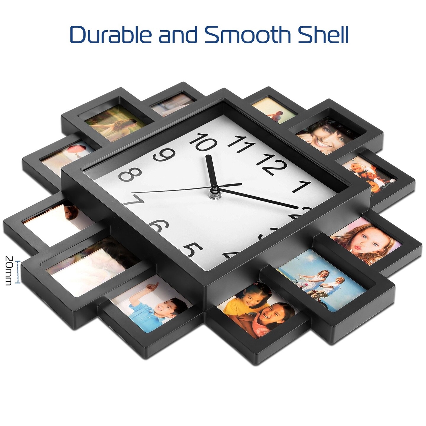 Wall Clock with 12-Picture Photo Collage Display